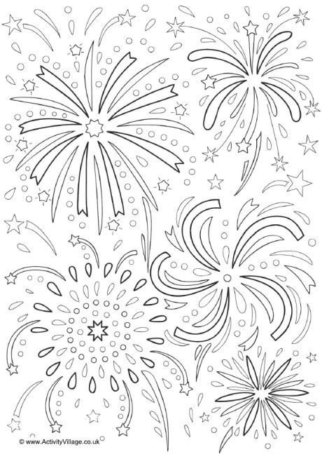 Fireworks colouring page 2 Fireworks colouring page 2