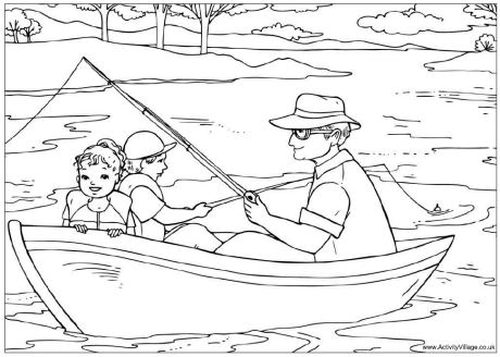 Fishing with Granddad colouring page Fishing with Granddad colouring page