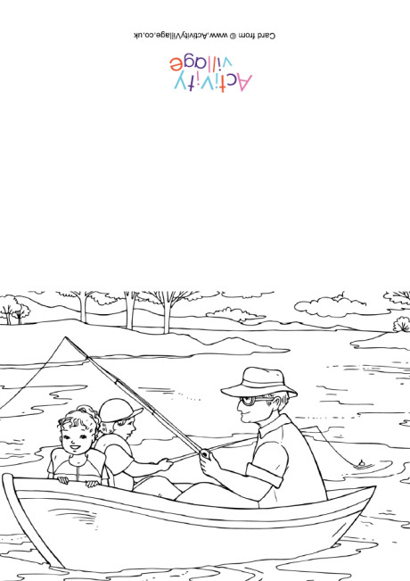 Fishing with Grandpa colouring card