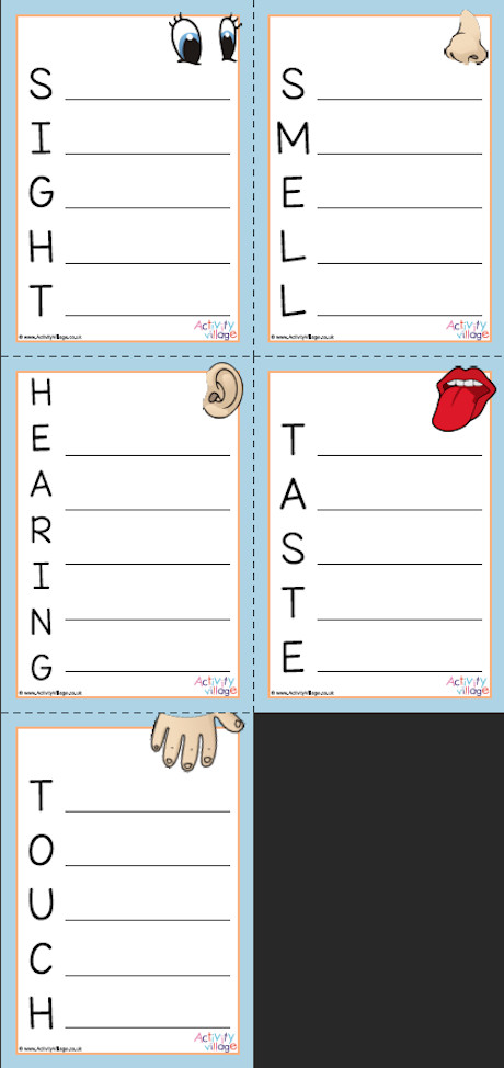 Five senses acrostic poem printables