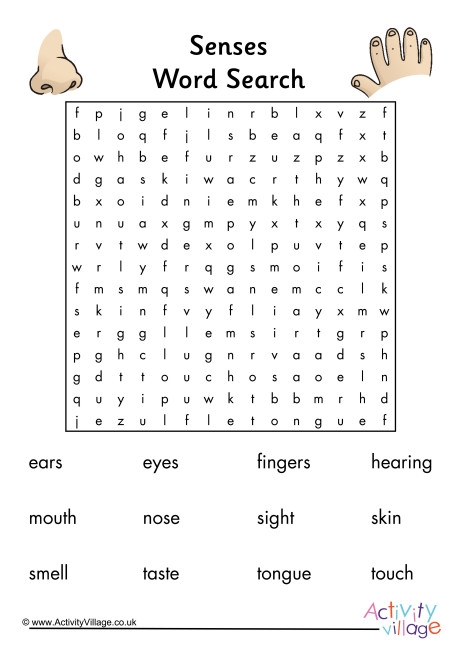 Five Senses Word Search