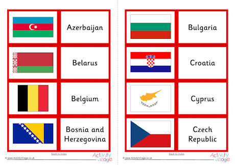 All Flags of Europe Matching Cards All Flags of Europe Matching Cards
