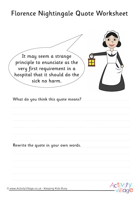 Florence Nightingale Quote Worksheet 2 Florence Nightingale Quote Worksheet 2