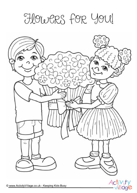 Flowers for you colouring page