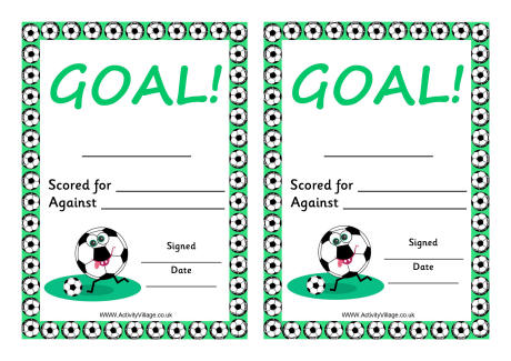 Football certificate - goal
