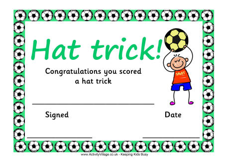 Football certificate - hat trick