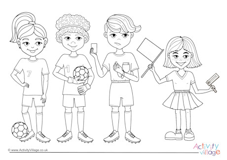 Football characters colouring page 2