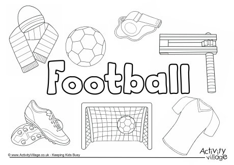 Football collage colouring page