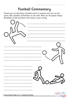 Football Commentary Worksheets
