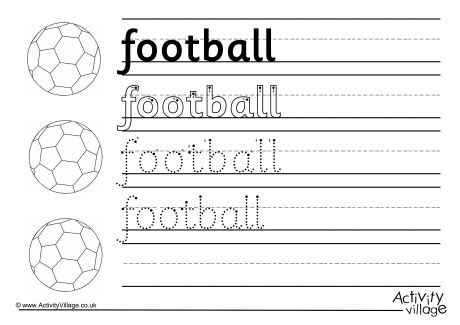 Football Handwriting Worksheet 2