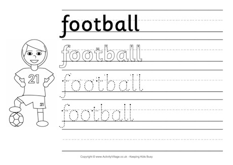 Football handwriting worksheet