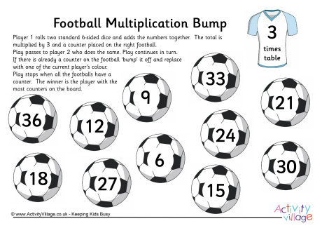 Football multiplication bump - 3 times table