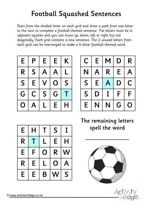 Football Squashed Sentences Puzzle