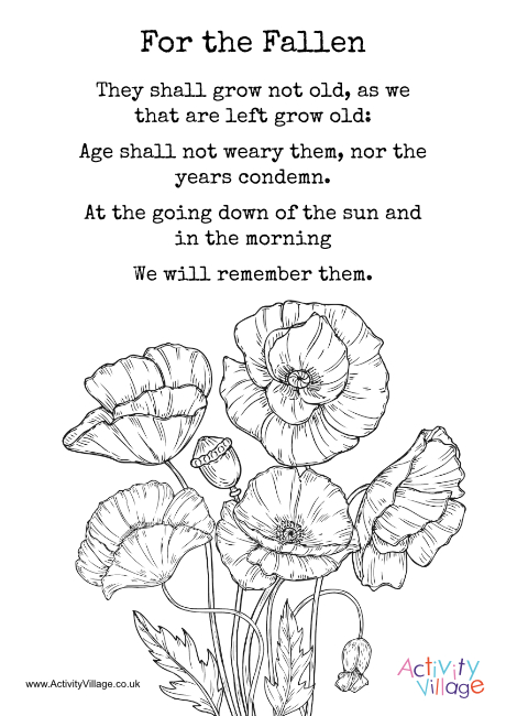 For The Fallen colouring page