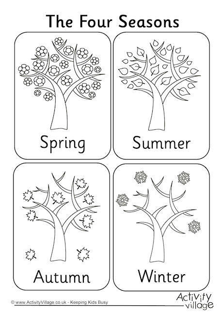 Four seasons colouring page