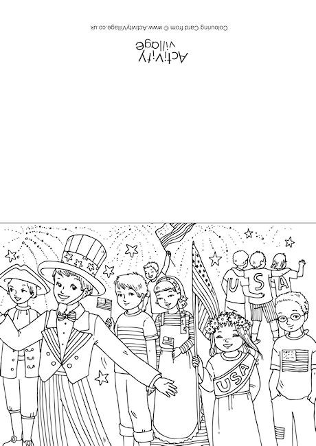 Fourth Of July Colouring Card