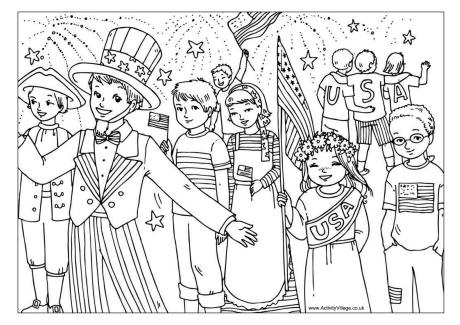 Fourth of July colouring page