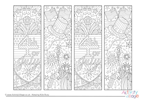 Fourth of July Doodle Colouring Bookmarks