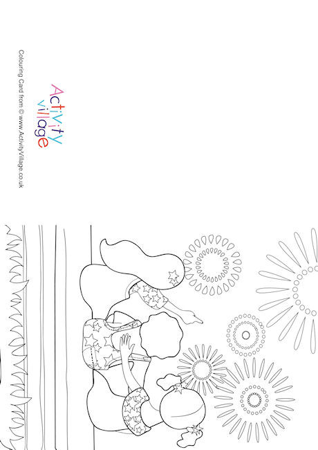 Fourth Of July Fireworks Colouring Card 2