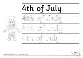 Fourth of July Handwriting Worksheets