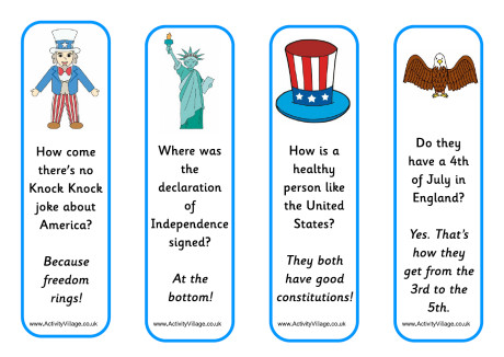 Fourth of July joke bookmarks