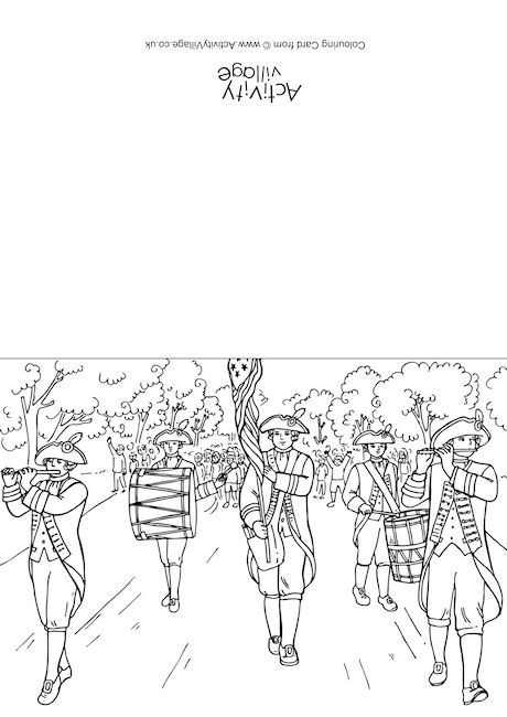 Fourth Of July Parade Colouring Card