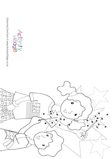 Fourth Of July Sparklers Colouring Card