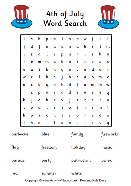 4th of July Word Search