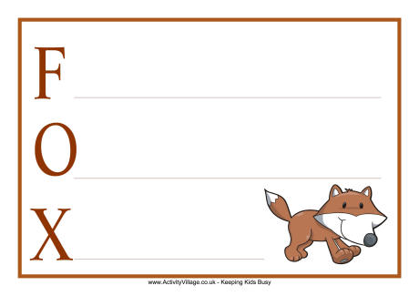 Fox acrostic poem printable 