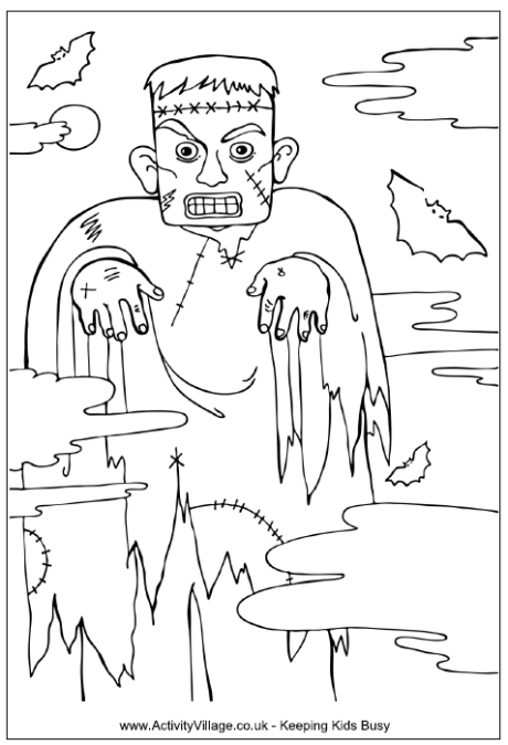 Frankenstein monster colouring page