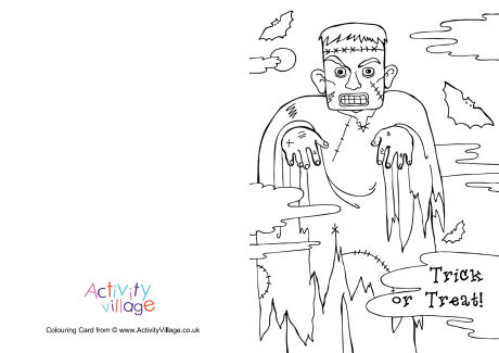 Frankenstein colouring card
