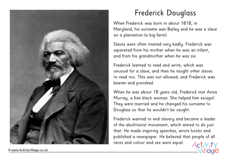 Frederick Douglass short bio printable Frederick Douglass short bio printable