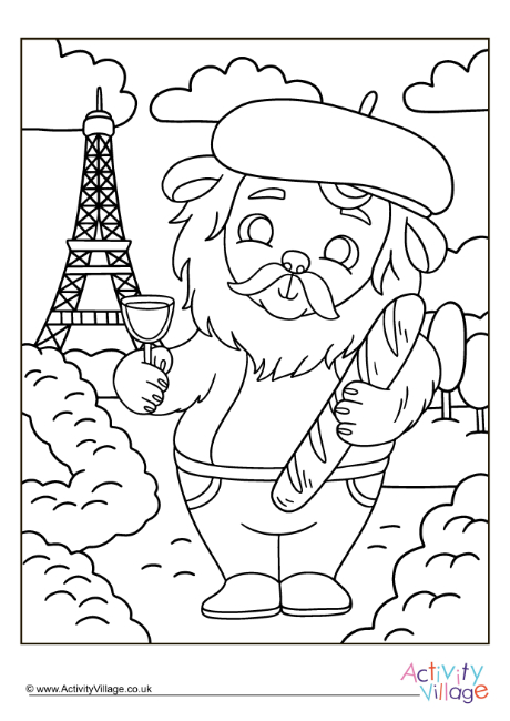 French lion colouring page 2