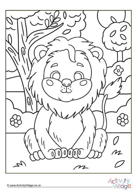 Friendly lion colouring page 2