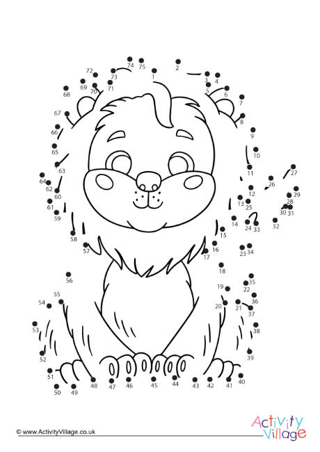 Friendly lion dot to dot