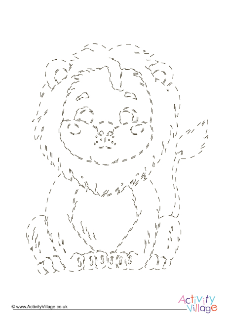 Friendly lion tracing page