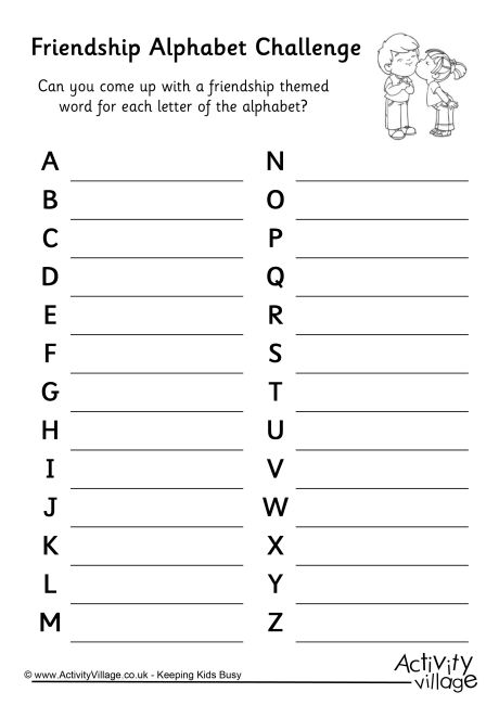 Friendship Alphabet Challenge