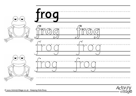 Frog handwriting worksheet
