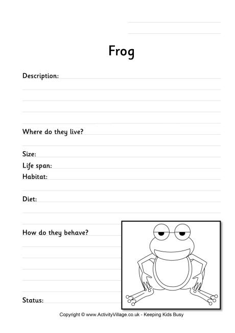 frog worksheet