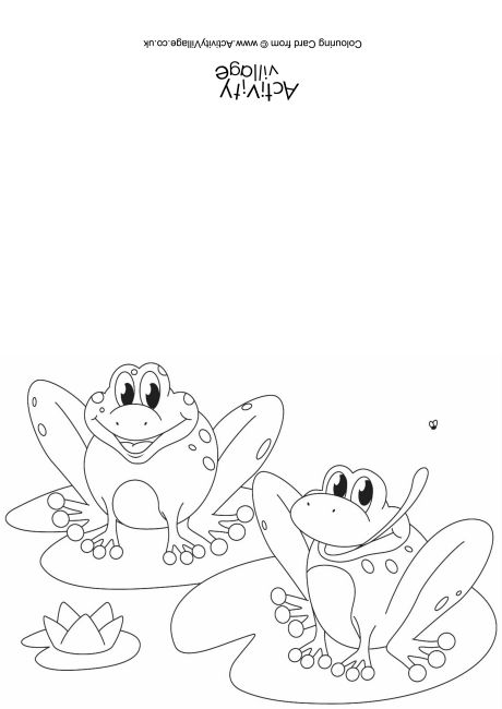 Frogs scene colouring card
