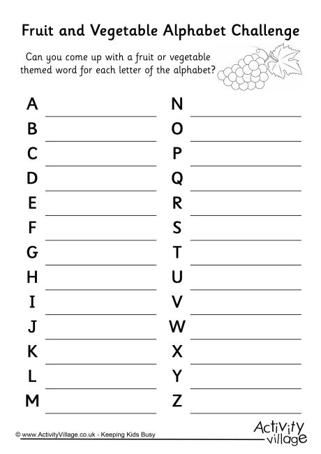 Fruit And Vegetable Alphabet Challenge