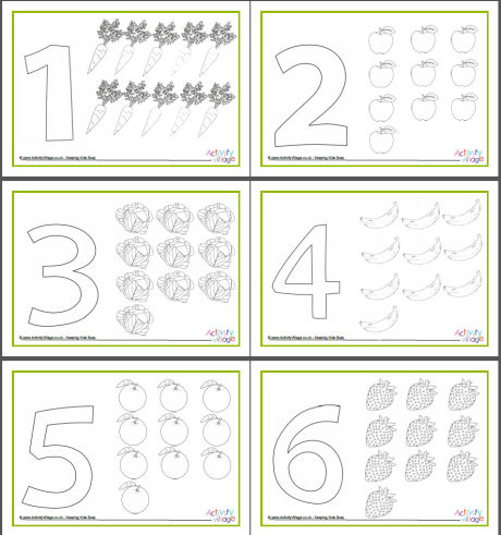 Fruit and vegetable counting playdough mats Fruit and vegetable counting playdough mats