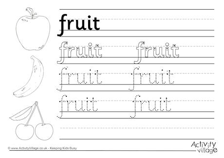 Fruit Handwriting Worksheet