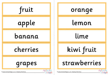Fruit Word Cards Fruit Word Cards