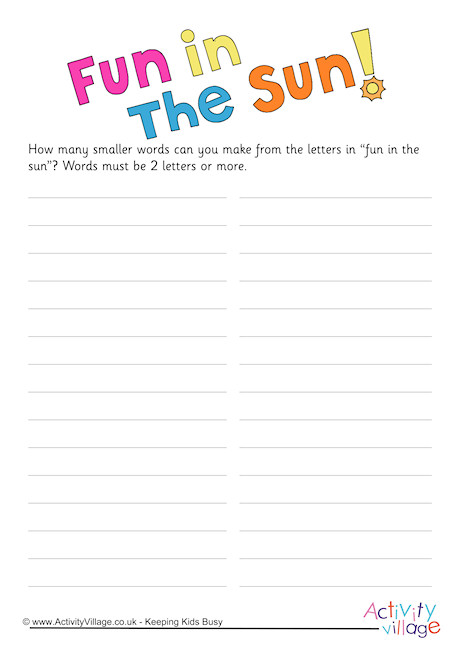 Fun in the Sun - How Many Words