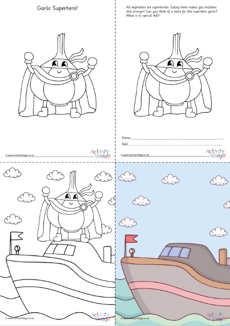 Garlic Superhero colouring set
