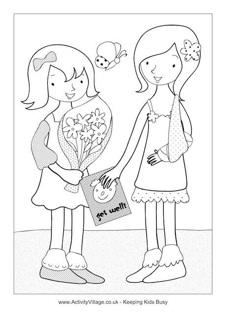 Get Well Soon colouring page