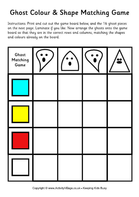 Ghost colour and shape matching game