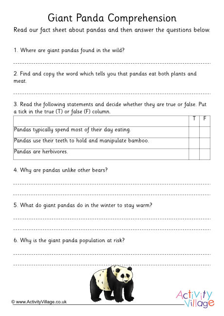 Giant Panda Comprehension Giant Panda Comprehension