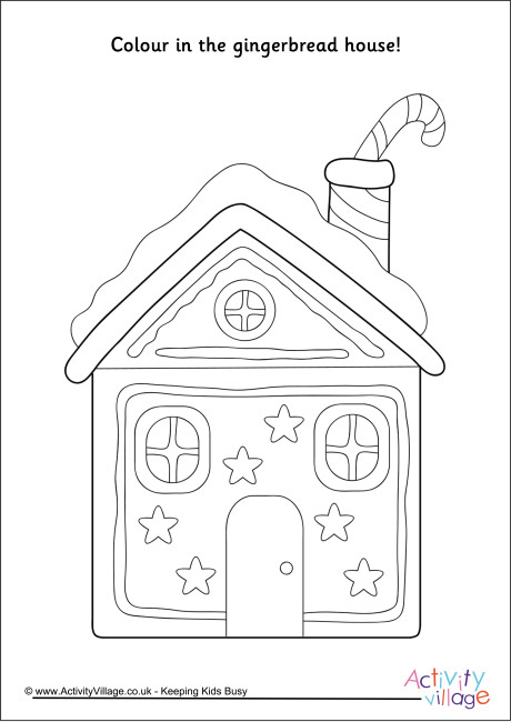 Gingerbread house colouring page